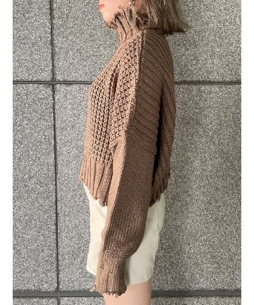 ENVYM（アンビー）の「クラッシュ２Ｗａｙニット（ニット/セーター・レディース・ホワイト/ブラック/モカ・FREE）」の12枚目の写真