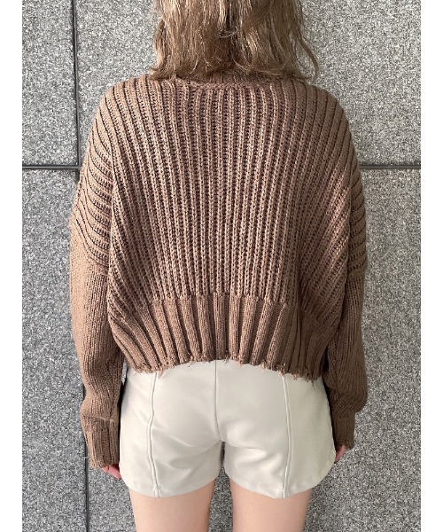 ENVYM（アンビー）の「クラッシュ２Ｗａｙニット（ニット/セーター・レディース・ホワイト/ブラック/モカ・FREE）」の10枚目の写真