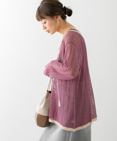 URBAN RESEARCH Sonny Label（アーバンリサーチサニーレーベル）の「クロシェライクスキッパーニット（ニット/セーター・レディース・オフホワイト/パープル系その他/ブラウン・FREE）」の17枚目の写真