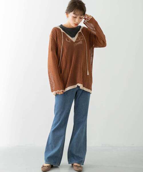 URBAN RESEARCH Sonny Label（アーバンリサーチサニーレーベル）の「クロシェライクスキッパーニット（ニット/セーター・レディース・オフホワイト/パープル系その他/ブラウン・FREE）」の11枚目の写真