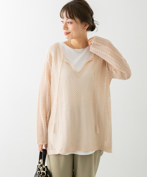 URBAN RESEARCH Sonny Label（アーバンリサーチサニーレーベル）の「クロシェライクスキッパーニット（ニット/セーター・レディース・オフホワイト/パープル系その他/ブラウン・FREE）」の18枚目の写真