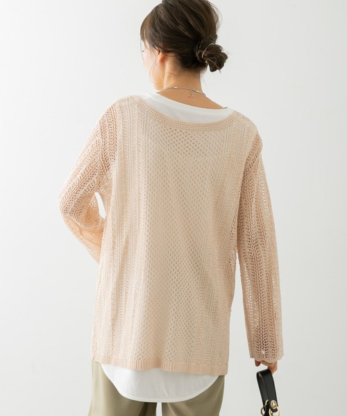 URBAN RESEARCH Sonny Label（アーバンリサーチサニーレーベル）の「クロシェライクスキッパーニット（ニット/セーター・レディース・オフホワイト/パープル系その他/ブラウン・FREE）」の5枚目の写真