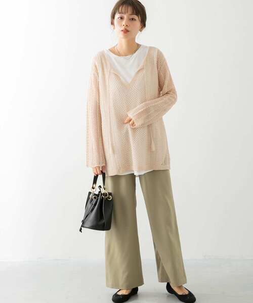 URBAN RESEARCH Sonny Label（アーバンリサーチサニーレーベル）の「クロシェライクスキッパーニット（ニット/セーター・レディース・オフホワイト/パープル系その他/ブラウン・FREE）」の9枚目の写真