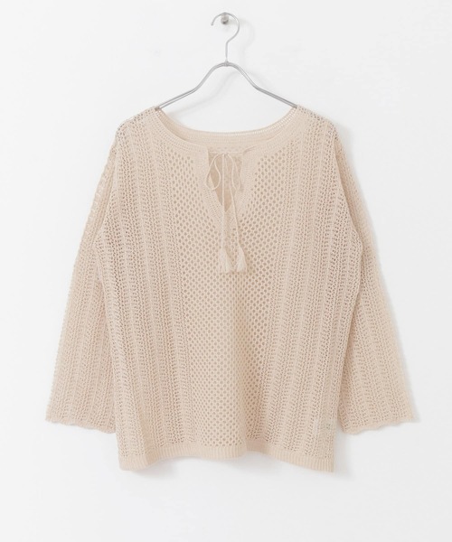 URBAN RESEARCH Sonny Label（アーバンリサーチサニーレーベル）の「クロシェライクスキッパーニット（ニット/セーター・レディース・オフホワイト/パープル系その他/ブラウン・FREE）」の6枚目の写真