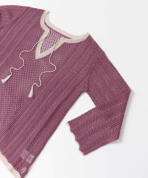 URBAN RESEARCH Sonny Label（アーバンリサーチサニーレーベル）の「クロシェライクスキッパーニット（ニット/セーター・レディース・オフホワイト/パープル系その他/ブラウン・FREE）」の10枚目の写真
