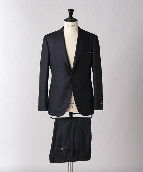 ユナイテッドアローズ ダークブルースーツ セット 上36 下38 タスマニア ウール ギャバジン シングル3ボタン スーツ S‐MODEL