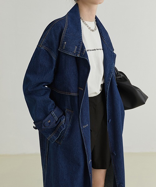 Fano Studios(ファノ ストゥディオズ)の「【Fano Studios】Denim trench coat FQ21W001(トレンチコート・レディース・ブルー・S/M/L)」の6枚目の写真