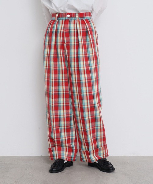 I am I in fact... ◆ コットンヘビーツイルチェックタックパンツ I am I in fact（アイアムアイインファクト）の「コットン