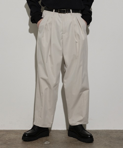 JUNRED（ジュンレッド）の「ボックスプリーツワイドパンツ（チノパンツ・メンズ・グレー系その他/ベージュ系その他・S/M/L）」の5枚目の写真