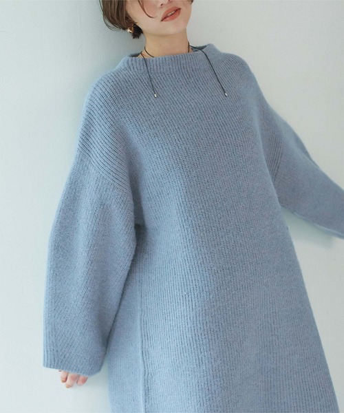 titivate（ティティベイト）の「ビッグシルエットミニ丈ニットワンピース（ワンピース・レディース・ブラウン/チャコール/ライトベージュ/ブルー/サンドベージュ・M/S）」の16枚目の写真