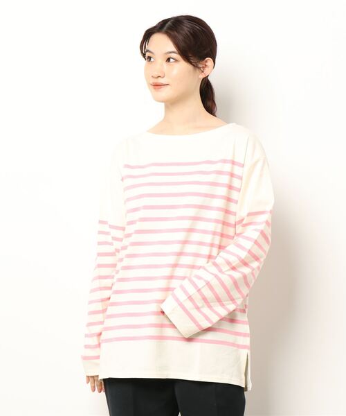 ROSE BUD（ローズバッド）の「ナバルボーダーロングTシャツ（Tシャツ/カットソー・レディース・ブルー/ピンク/グリーン・FREE）」の4枚目の写真