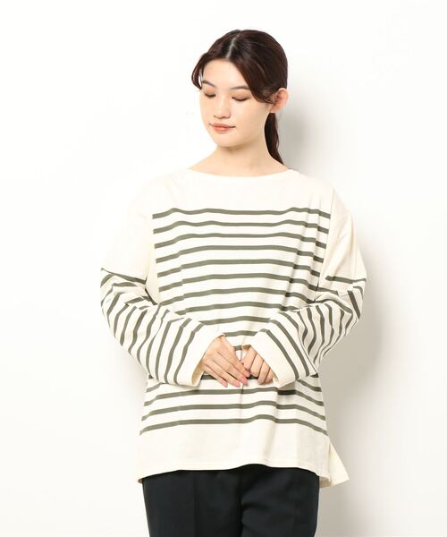 ROSE BUD（ローズバッド）の「ナバルボーダーロングTシャツ（Tシャツ/カットソー・レディース・ブルー/ピンク/グリーン・FREE）」の6枚目の写真