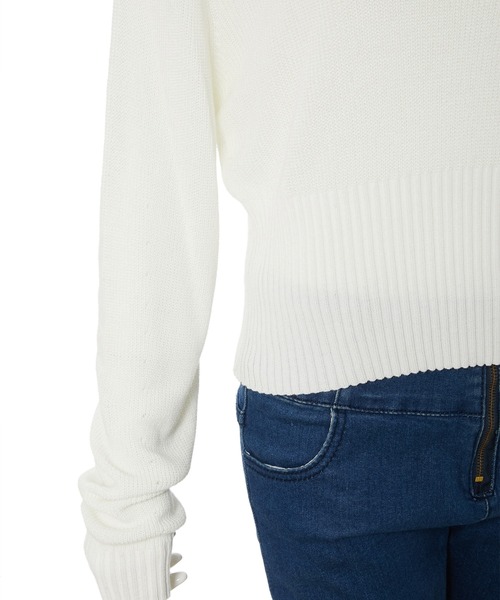 fifth calin(フィフスカラン)の「ウエストリブ透かし編みニット(Tシャツ/カットソー・レディース・ブルー/ホワイト・MEDIUM)」の8枚目の写真