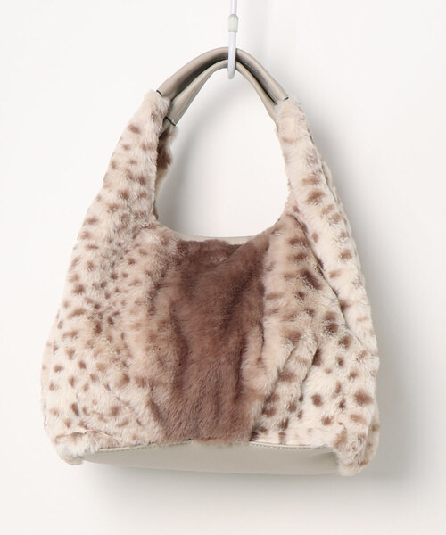 alcali（アルカリ）の「エムヴ　ファー使いハンドバッグ【取り扱い店舗限定】（ハンドバッグ・レディース・グレー/ブラウン・FREE）」の2枚目の写真