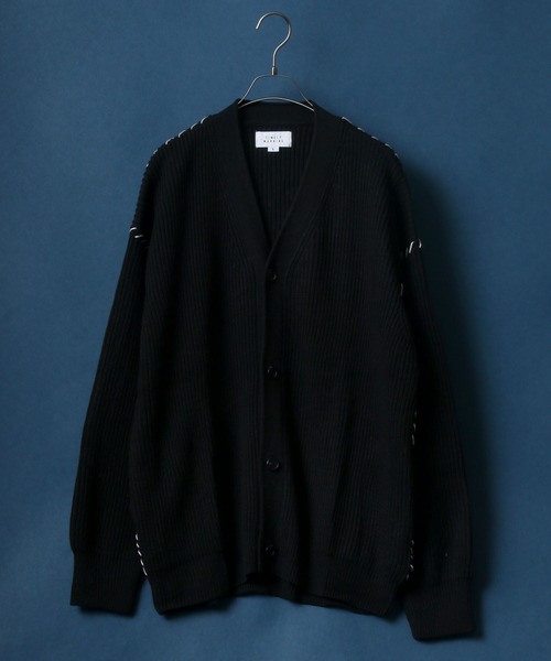 ANPAS(アンパス)の「Hand Stitch Big Silhouette Knit Cardigan/ハンドステッチ ビッグシルエット ニットカーディガン(カーディガン/ボレロ・メンズ・ブラック/オフホワイト/グレイッシュベージュ/グレイッシュブルー・LL/M/L)」の4枚目の写真