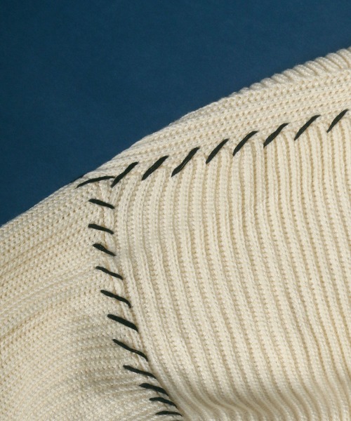 ANPAS(アンパス)の「Hand Stitch Big Silhouette Knit Cardigan/ハンドステッチ ビッグシルエット ニットカーディガン(カーディガン/ボレロ・メンズ・ブラック/オフホワイト/グレイッシュベージュ/グレイッシュブルー・LL/M/L)」の13枚目の写真