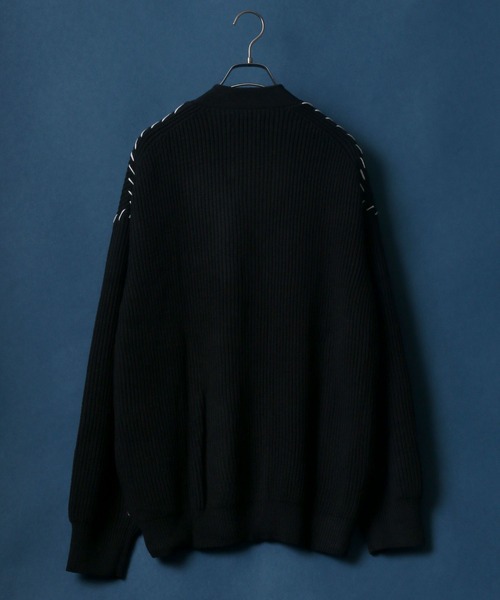 ANPAS(アンパス)の「Hand Stitch Big Silhouette Knit Cardigan/ハンドステッチ ビッグシルエット ニットカーディガン(カーディガン/ボレロ・メンズ・ブラック/オフホワイト/グレイッシュベージュ/グレイッシュブルー・LL/M/L)」の6枚目の写真