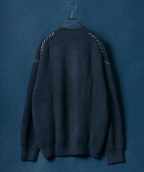 ANPAS(アンパス)の「Hand Stitch Big Silhouette Knit Cardigan/ハンドステッチ ビッグシルエット ニットカーディガン(カーディガン/ボレロ・メンズ・ブラック/オフホワイト/グレイッシュベージュ/グレイッシュブルー・LL/M/L)」の14枚目の写真