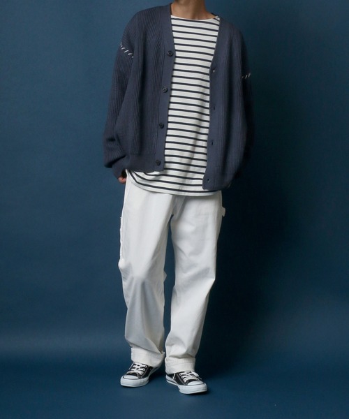 ANPAS(アンパス)の「Hand Stitch Big Silhouette Knit Cardigan/ハンドステッチ ビッグシルエット ニットカーディガン(カーディガン/ボレロ・メンズ・ブラック/オフホワイト/グレイッシュベージュ/グレイッシュブルー・LL/M/L)」の17枚目の写真