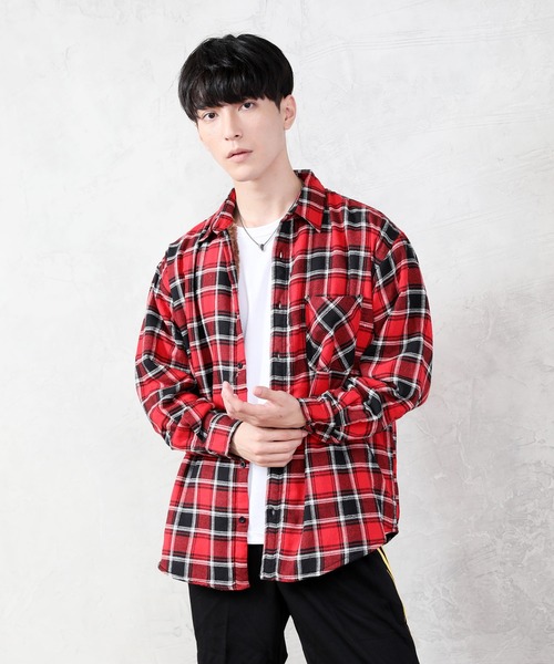 TopIsm(トップイズム)の「裏シャギーCPOネルチェックシャツジャケット(シャツ/ブラウス・メンズ・ベージュ/ブラウン/レッド/ブルー・LL/M/L)」の4枚目の写真