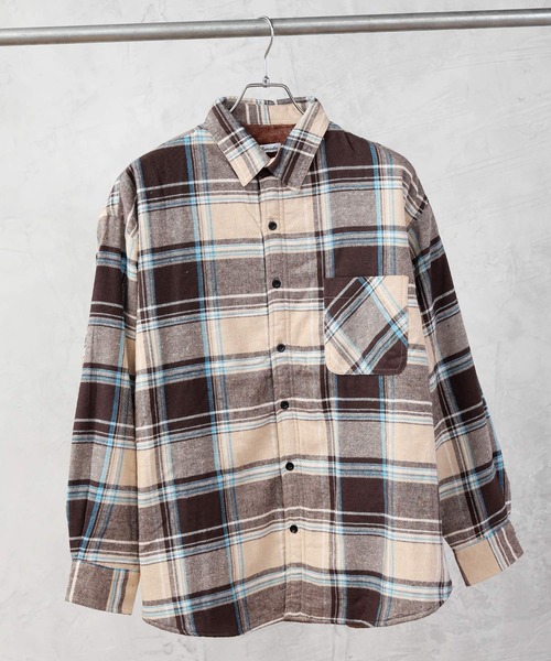 TopIsm(トップイズム)の「裏シャギーCPOネルチェックシャツジャケット(シャツ/ブラウス・メンズ・ベージュ/ブラウン/レッド/ブルー・LL/M/L)」の5枚目の写真