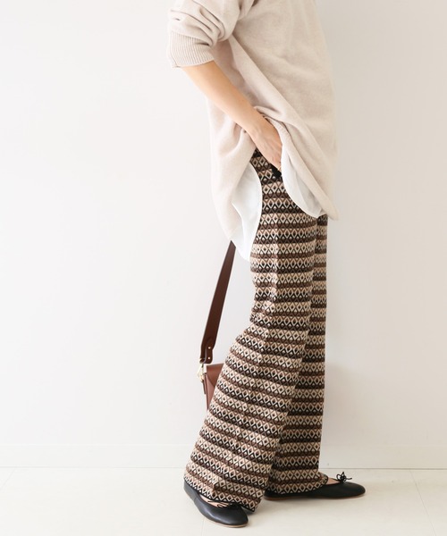 SLOBE IENA(スローブイエナ)の「ダブルジャガードニットパンツ【ウエストゴム/手洗い可能】◆(その他パンツ・レディース・キャメル・40/38/36)」の10枚目の写真