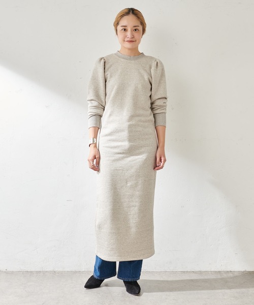 SHENERY（シーナリー）の「リヨセル/コットン裏毛パフスリーブワンピース（ワンピース・レディース・ブラック/グレー・FREE）」の17枚目の写真