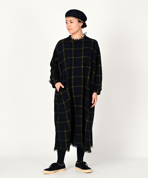 45R 20AW インドメリノ縮絨チェック馬比古ドレス 定価74,800円 71250104.jpg