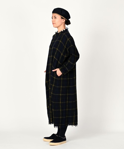 インドメリノ縮絨の馬ドレス レア 45R 20AW インドメリノ縮絨チェック