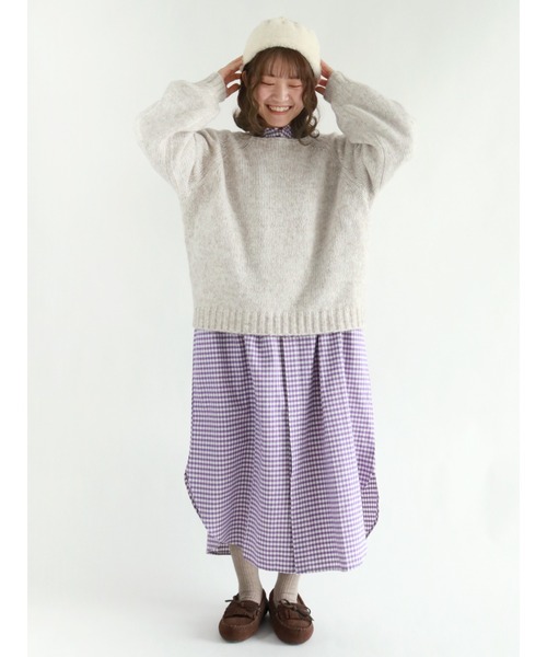 Samansa Mos2（サマンサ モスモス）の「バンドカラーシャツワンピース（シャツワンピース・レディース・ブラック/ベージュ/パープル/グレー/オフホワイト/オレンジ・ﾌﾘ-）」の8枚目の写真