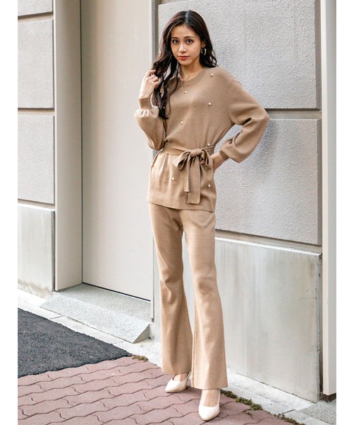 DURAS(デュラス)の「裾フレアニットパンツ(その他パンツ・レディース・ブラック/ベージュ・FREE)」の8枚目の写真