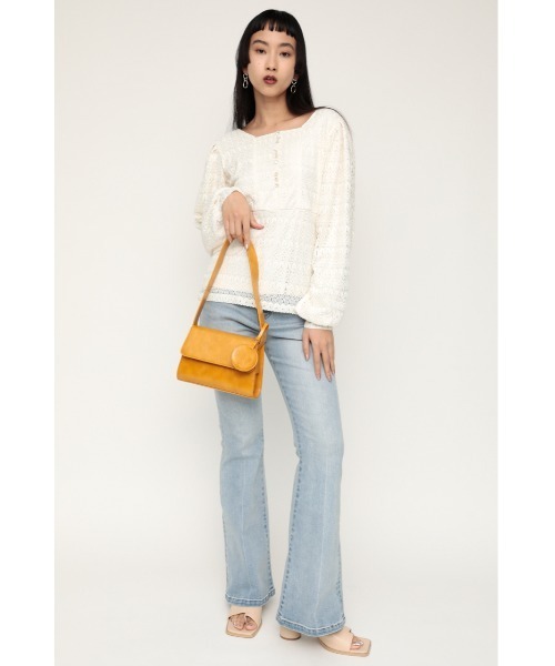 SLY(スライ)の「SCALLOP LACE TUNIC レース トップス(Tシャツ/カットソー・レディース・ブラック/グリーン/オフホワイト・FREE)」の5枚目の写真