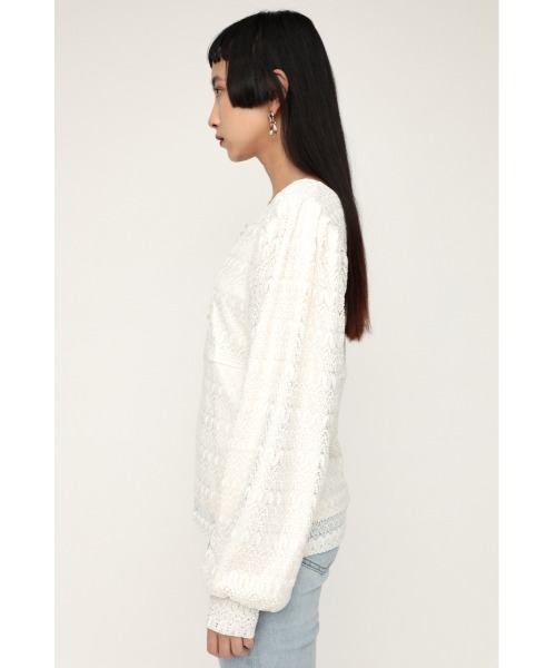 SLY(スライ)の「SCALLOP LACE TUNIC レース トップス(Tシャツ/カットソー・レディース・ブラック/グリーン/オフホワイト・FREE)」の7枚目の写真