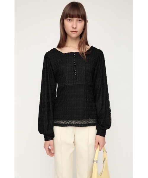SLY(スライ)の「SCALLOP LACE TUNIC レース トップス(Tシャツ/カットソー・レディース・ブラック/グリーン/オフホワイト・FREE)」の17枚目の写真