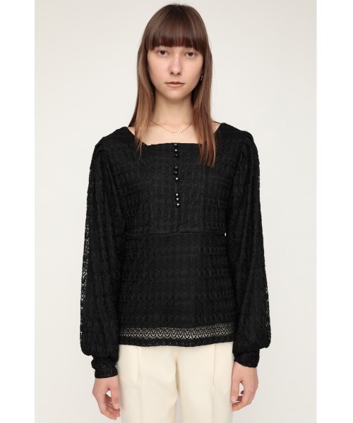 SLY(スライ)の「SCALLOP LACE TUNIC レース トップス(Tシャツ/カットソー・レディース・ブラック/グリーン/オフホワイト・FREE)」の20枚目の写真