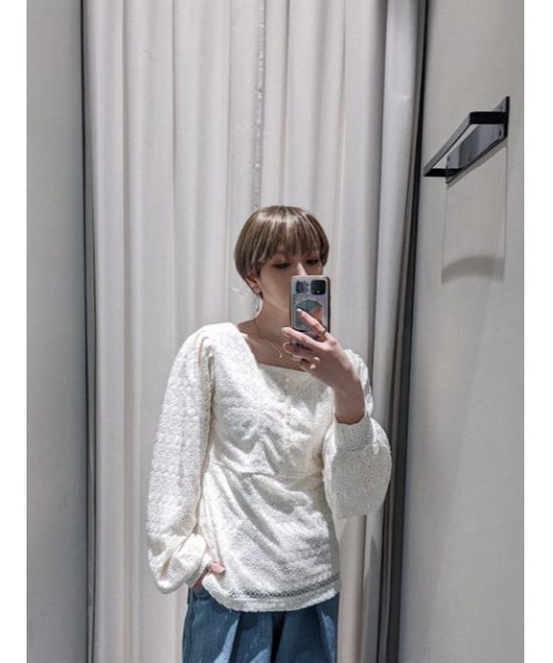 SLY(スライ)の「SCALLOP LACE TUNIC レース トップス(Tシャツ/カットソー・レディース・ブラック/グリーン/オフホワイト・FREE)」の22枚目の写真