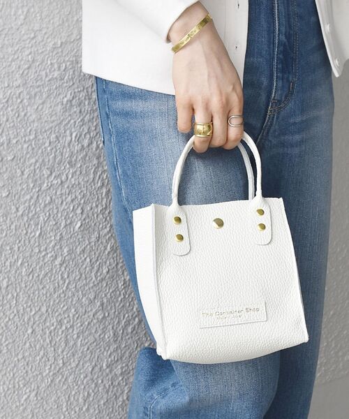 The Container Shop（ザ コンテナショップ）の「【SHIPS any別注】The Container Shop: 22SS スクエア 2WAY レザー ショルダー バッグ S（ショルダーバッグ・レディース・ホワイト/ライトブルー/イエロー・ONE SIZE）」の2枚目の写真