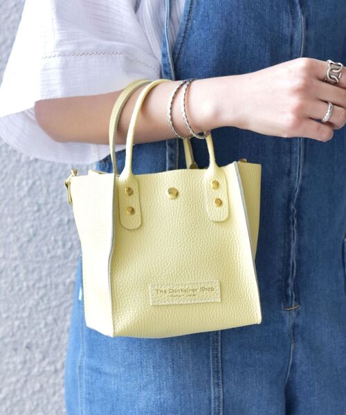 The Container Shop（ザ コンテナショップ）の「【SHIPS any別注】The Container Shop: 22SS スクエア 2WAY レザー ショルダー バッグ S（ショルダーバッグ・レディース・ホワイト/ライトブルー/イエロー・ONE SIZE）」の3枚目の写真