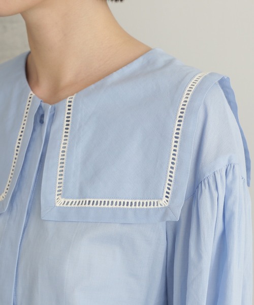 NATURAL BEAUTY BASIC(ナチュラルビューティーベーシック)の「ハシゴレースブラウス(シャツ/ブラウス・レディース・ブルー/オフホワイト・MEDIUM)」の20枚目の写真