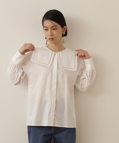 NATURAL BEAUTY BASIC(ナチュラルビューティーベーシック)の「ハシゴレースブラウス(シャツ/ブラウス・レディース・ブルー/オフホワイト・MEDIUM)」の21枚目の写真