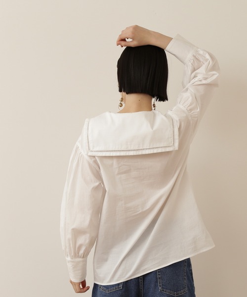 NATURAL BEAUTY BASIC(ナチュラルビューティーベーシック)の「ハシゴレースブラウス(シャツ/ブラウス・レディース・ブルー/オフホワイト・MEDIUM)」の22枚目の写真