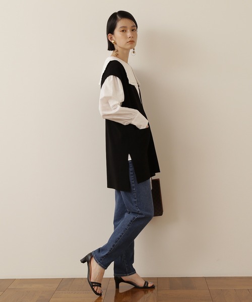 NATURAL BEAUTY BASIC(ナチュラルビューティーベーシック)の「ハシゴレースブラウス(シャツ/ブラウス・レディース・ブルー/オフホワイト・MEDIUM)」の5枚目の写真