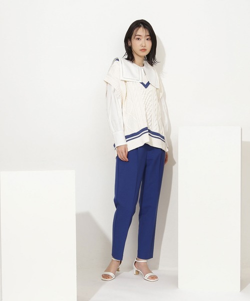 NATURAL BEAUTY BASIC(ナチュラルビューティーベーシック)の「ハシゴレースブラウス(シャツ/ブラウス・レディース・ブルー/オフホワイト・MEDIUM)」の9枚目の写真