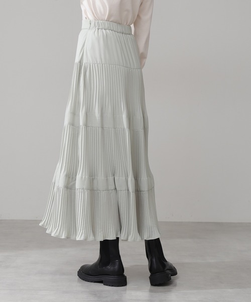 N.（N. Natural Beauty Basic）（エヌエヌナチュラルビューティーベーシック）の「◆ティアードプリーツマキシスカート（スカート・レディース・ミント/パープル・MEDIUM）」の10枚目の写真