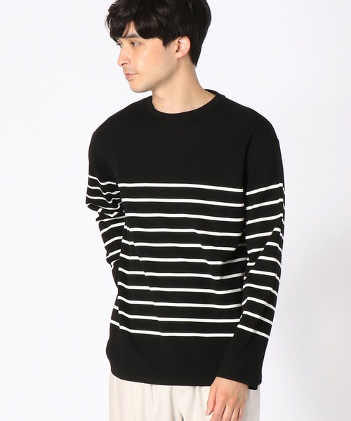 COMME CA ISM（コムサイズム）の「パネルボーダー ロングＴシャツ（Tシャツ/カットソー・メンズ・ブラック/ネイビー/グリーン・MEDIUM/LARGE）」の2枚目の写真