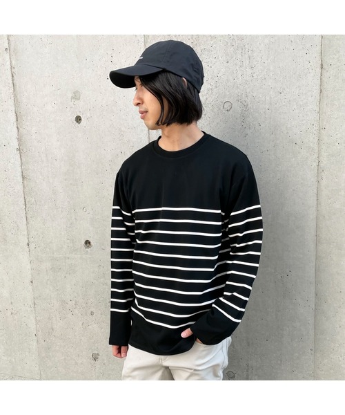 COMME CA ISM（コムサイズム）の「パネルボーダー ロングＴシャツ（Tシャツ/カットソー・メンズ・ブラック/ネイビー/グリーン・MEDIUM/LARGE）」の6枚目の写真