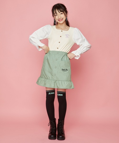 JENNI love(ジェニィラブ)の「ツートンロゴニーハイソックス(ソックス/靴下・キッズ・ブラック/ネイビー/グレー・19-21cm/22-24cm)」の7枚目の写真