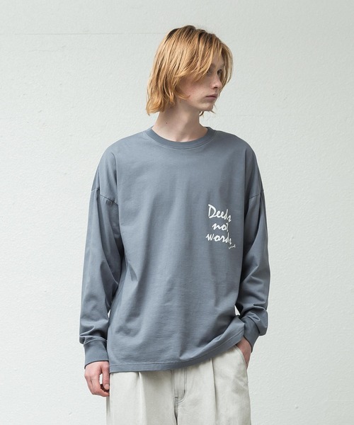 ドロップショルダープリントTシャツ(Deeds not words)（Tシャツ/カットソー）｜SLICK（スリック）
