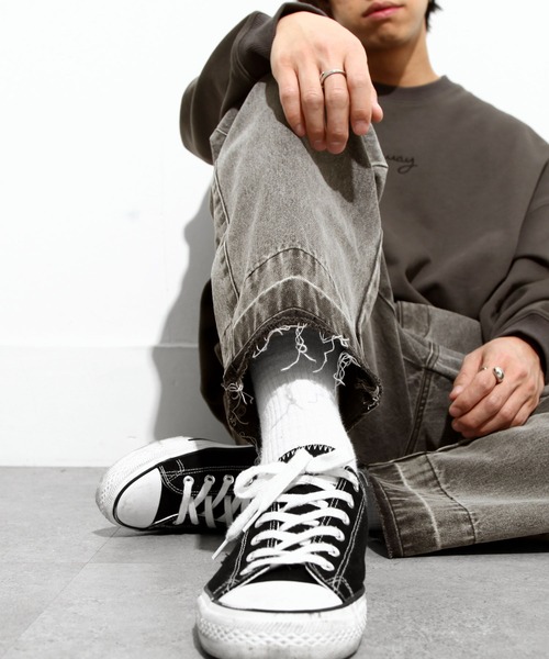 NILWAY（ニルウェイ）の「ヘビーオンスヘムダメージセンタープレスワイドデニムパンツ（デニムパンツ・メンズ・オフホワイト/サックスブルー/チャコール・MEDIUM/LARGE/X-LARGE）」の15枚目の写真