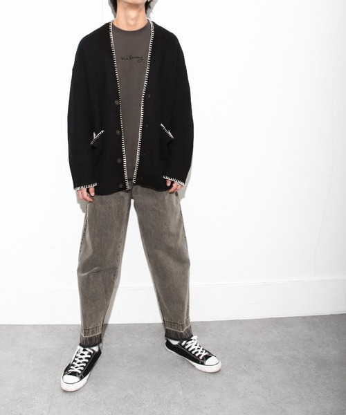 NILWAY（ニルウェイ）の「ヘビーオンスヘムダメージセンタープレスワイドデニムパンツ（デニムパンツ・メンズ・オフホワイト/サックスブルー/チャコール・MEDIUM/LARGE/X-LARGE）」の18枚目の写真